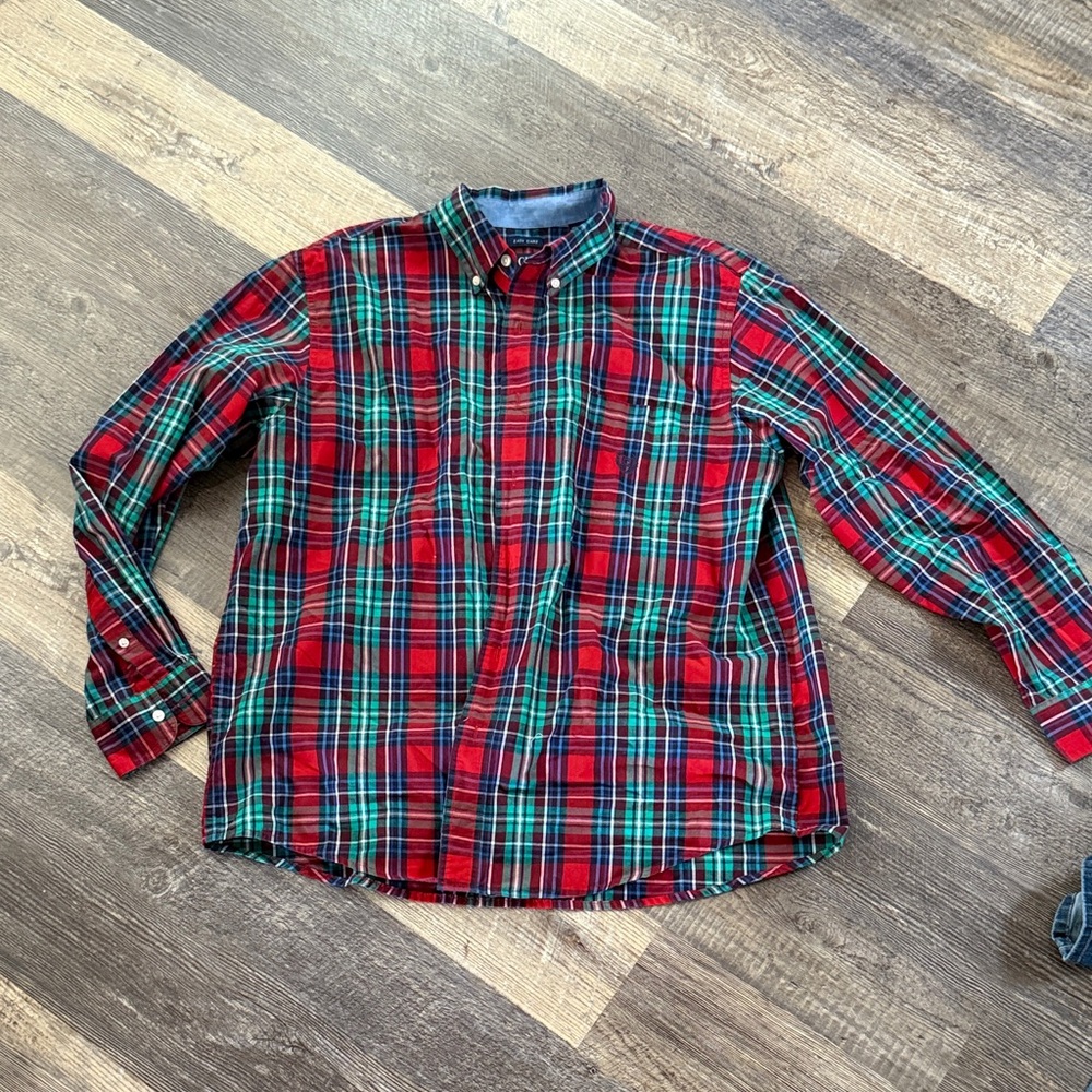 Men's CHAPS Plaid Button-Down Shirt - Red and Green